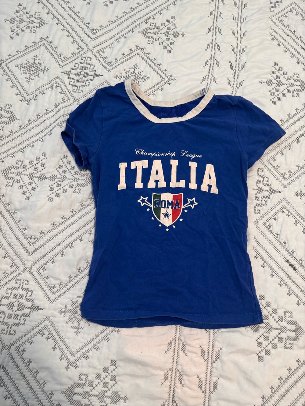 Italia Graphic Ringer Tee for women - Blue